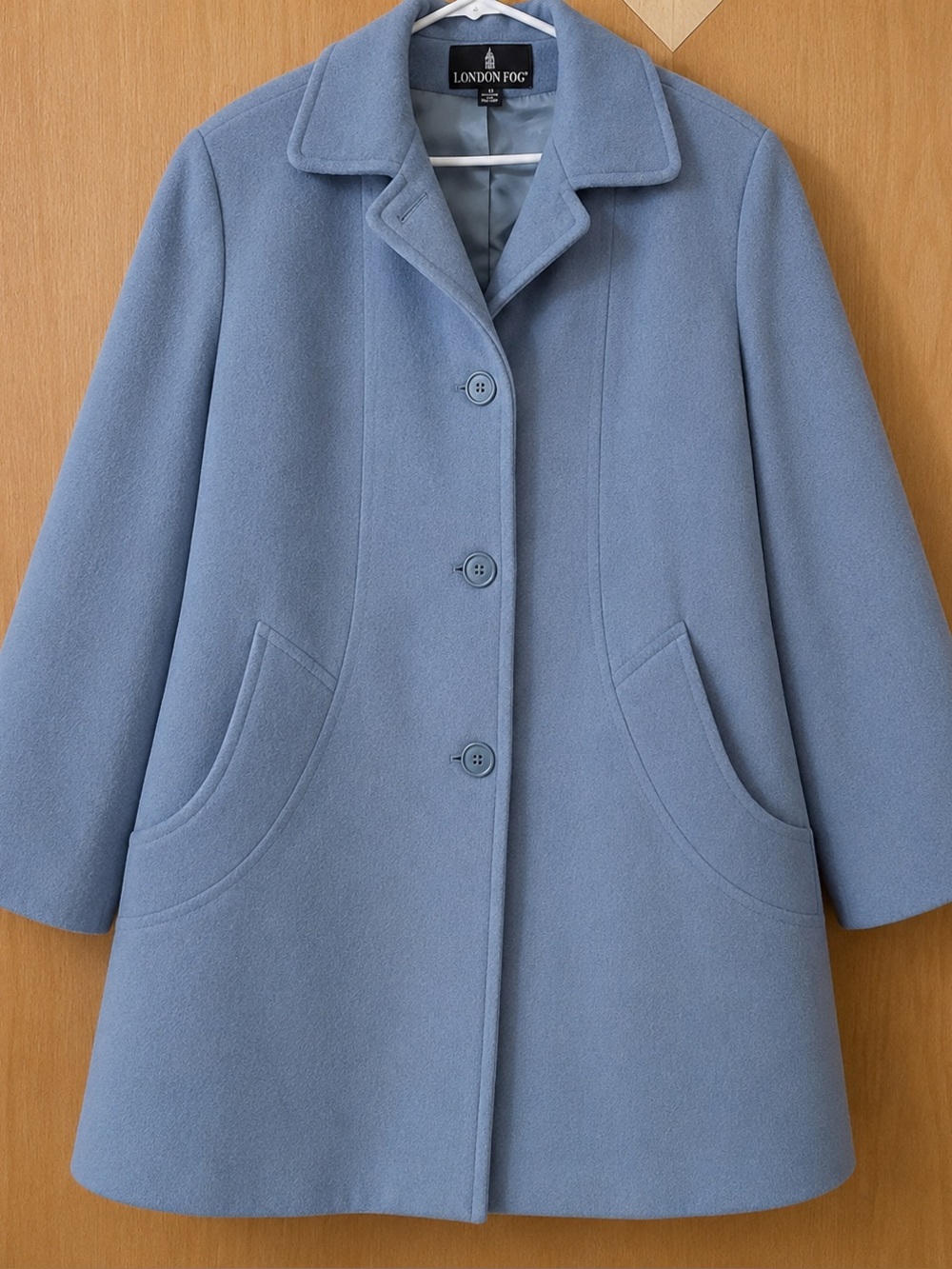 Light Blue London Fog Wool Blend Winter Coat - Size 10
